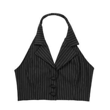 backless stripes and sleeveless pinstripe vest