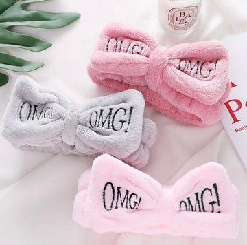 Cosmetic “OMG” fleece headbands