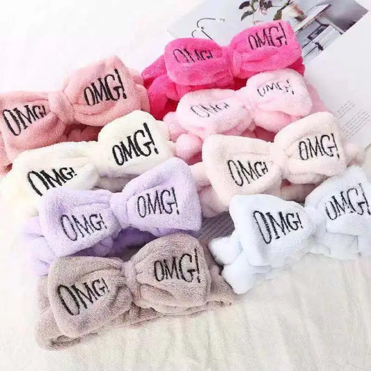 Cosmetic “OMG” fleece headbands