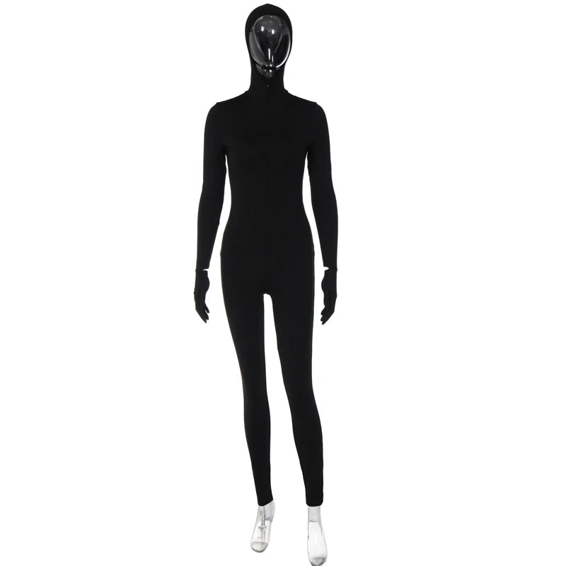 Long-Sleeved Hooded Black Ops Bodysuit - POA