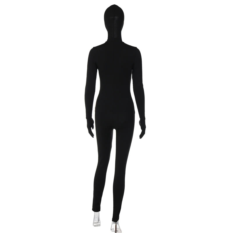 Long-Sleeved Hooded Black Ops Bodysuit - POA