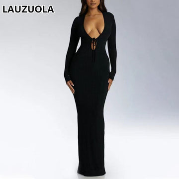 Give Body Long Maxi Dress Front Tie