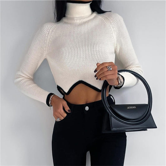 2022 Hot Sale Women Pullover Turtleneck Sweater Winter Long Sleeve Slim Elastic Korean Simple Basic Cheap Jumper Solid Color Top - POA