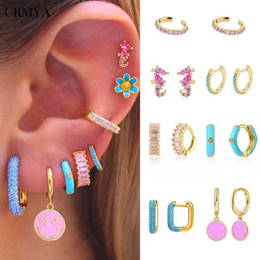 Multi Colored, Multi Style Gold Filled Small - Stud Earrings Sets for