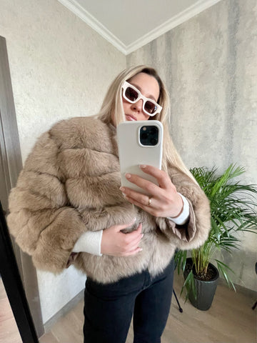 Winter Jacket Women High Quilty Fux Fur Coat Natural Fux Fur Outerwear O-neck Three Quarter Sleeve Thick Warm Fashion New