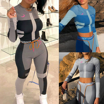 Sexy Tracksuits Women Two Piece  Set Outfits Sports Fitness High Waist Leggings Winter Spring Matching Sets Sweatsuit - POA